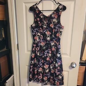 Hell Bunny Black Floral Skull Mini Dress